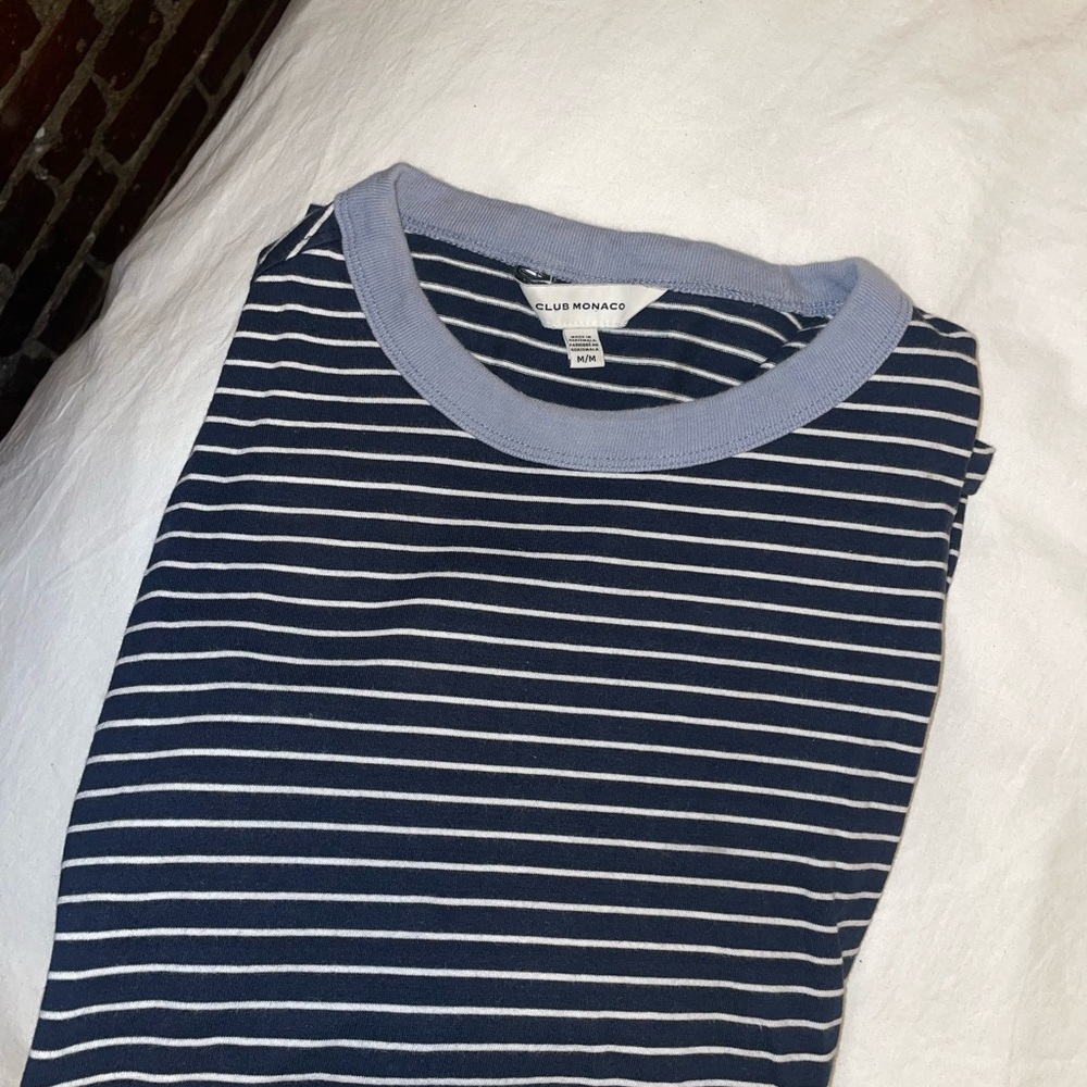 COPY - Club Monaco Shirt - Medium- blue stripe